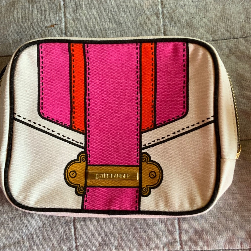 Estee Lauder Vibrant Pink and white Cosmetic Case